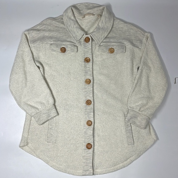 Soft Surroundings Terry Knit Button Front Jacket Shacket Gray Size Medium M - Picture 1 of 9